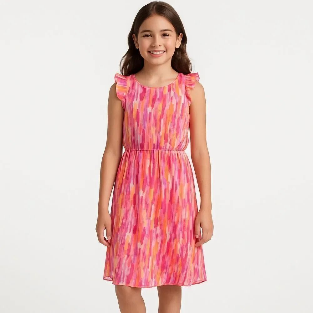 Wonder Nation Girls XXL 18 Colorful Lurex Chiffon Party Dress NWT – Tween Fit